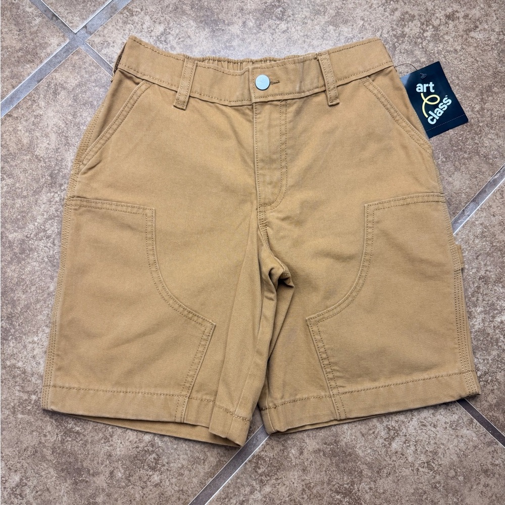 Art Class Boys Tan Utility Shorts Size 6/7 Elastic Waist Pockets NWT